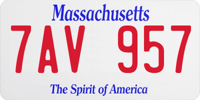 MA license plate 7AV957