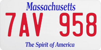 MA license plate 7AV958
