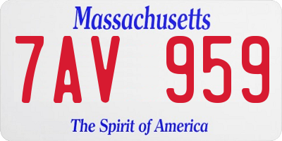 MA license plate 7AV959