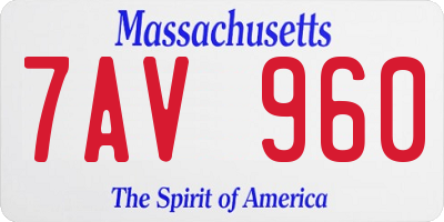 MA license plate 7AV960