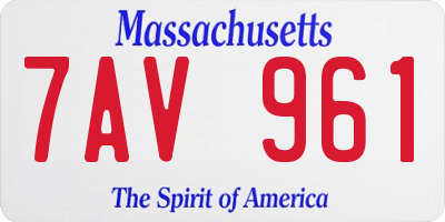 MA license plate 7AV961