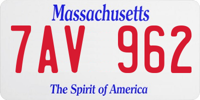 MA license plate 7AV962