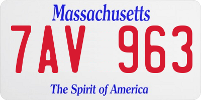 MA license plate 7AV963