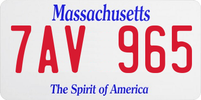 MA license plate 7AV965