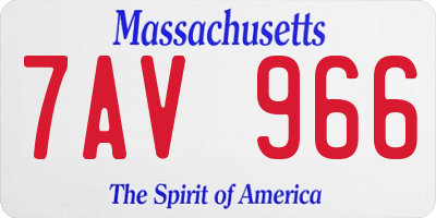 MA license plate 7AV966