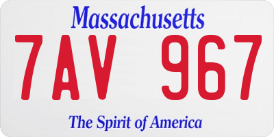 MA license plate 7AV967