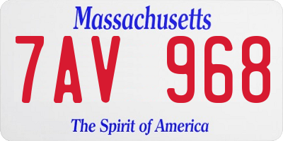 MA license plate 7AV968