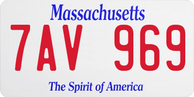 MA license plate 7AV969