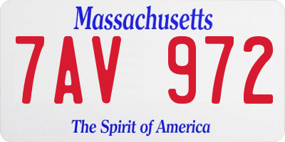 MA license plate 7AV972