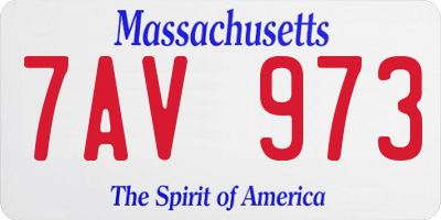 MA license plate 7AV973