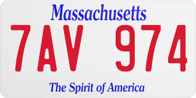 MA license plate 7AV974