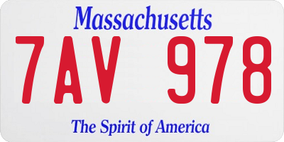 MA license plate 7AV978