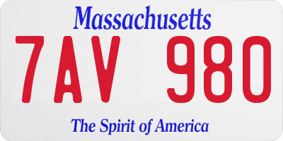 MA license plate 7AV980