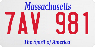 MA license plate 7AV981