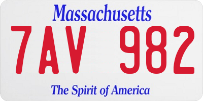 MA license plate 7AV982