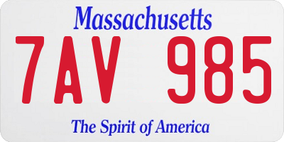 MA license plate 7AV985