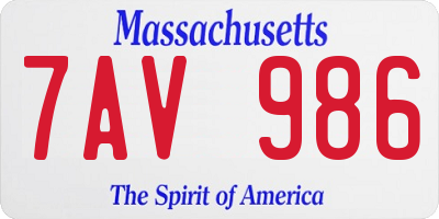MA license plate 7AV986