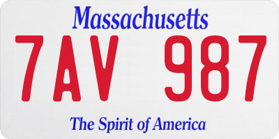 MA license plate 7AV987