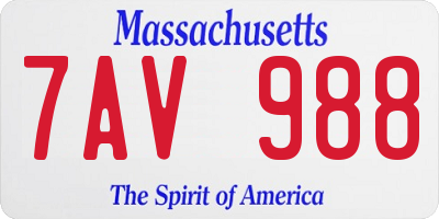 MA license plate 7AV988