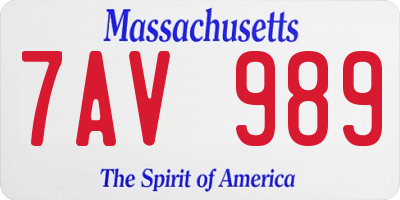MA license plate 7AV989