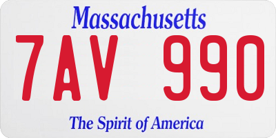 MA license plate 7AV990