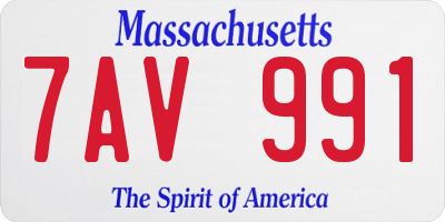 MA license plate 7AV991