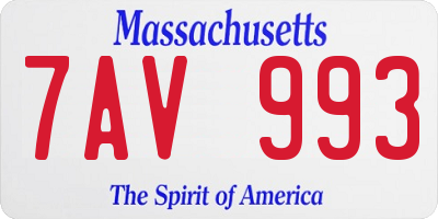 MA license plate 7AV993