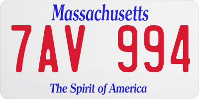 MA license plate 7AV994