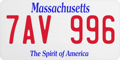 MA license plate 7AV996