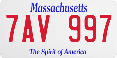 MA license plate 7AV997