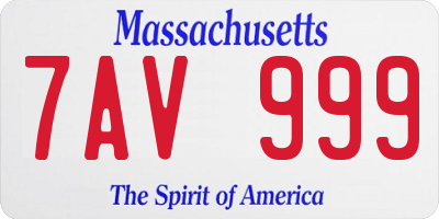 MA license plate 7AV999