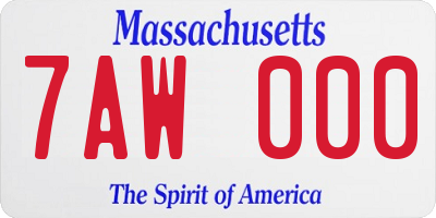 MA license plate 7AW000