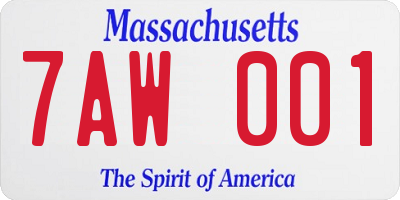 MA license plate 7AW001