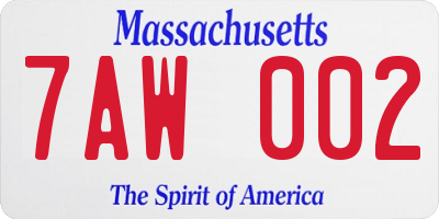 MA license plate 7AW002
