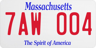 MA license plate 7AW004