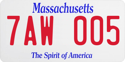 MA license plate 7AW005