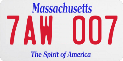 MA license plate 7AW007