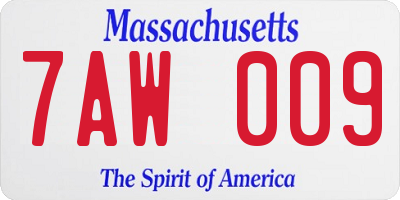 MA license plate 7AW009
