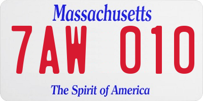 MA license plate 7AW010