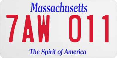 MA license plate 7AW011