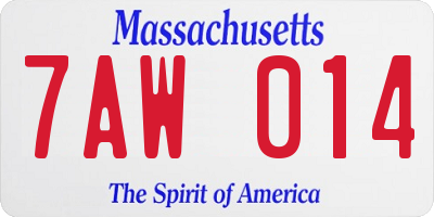 MA license plate 7AW014