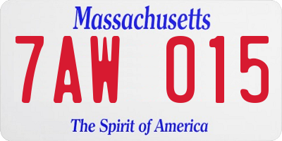 MA license plate 7AW015