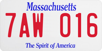 MA license plate 7AW016