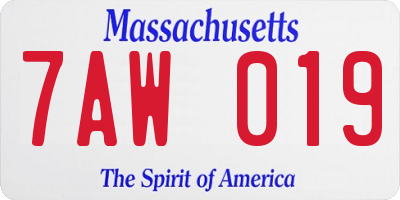 MA license plate 7AW019