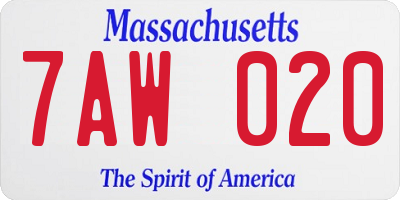 MA license plate 7AW020