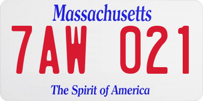 MA license plate 7AW021