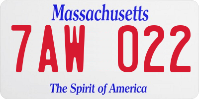 MA license plate 7AW022