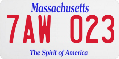 MA license plate 7AW023
