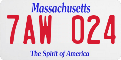 MA license plate 7AW024