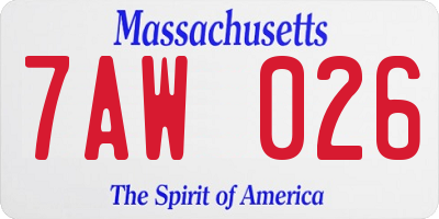 MA license plate 7AW026